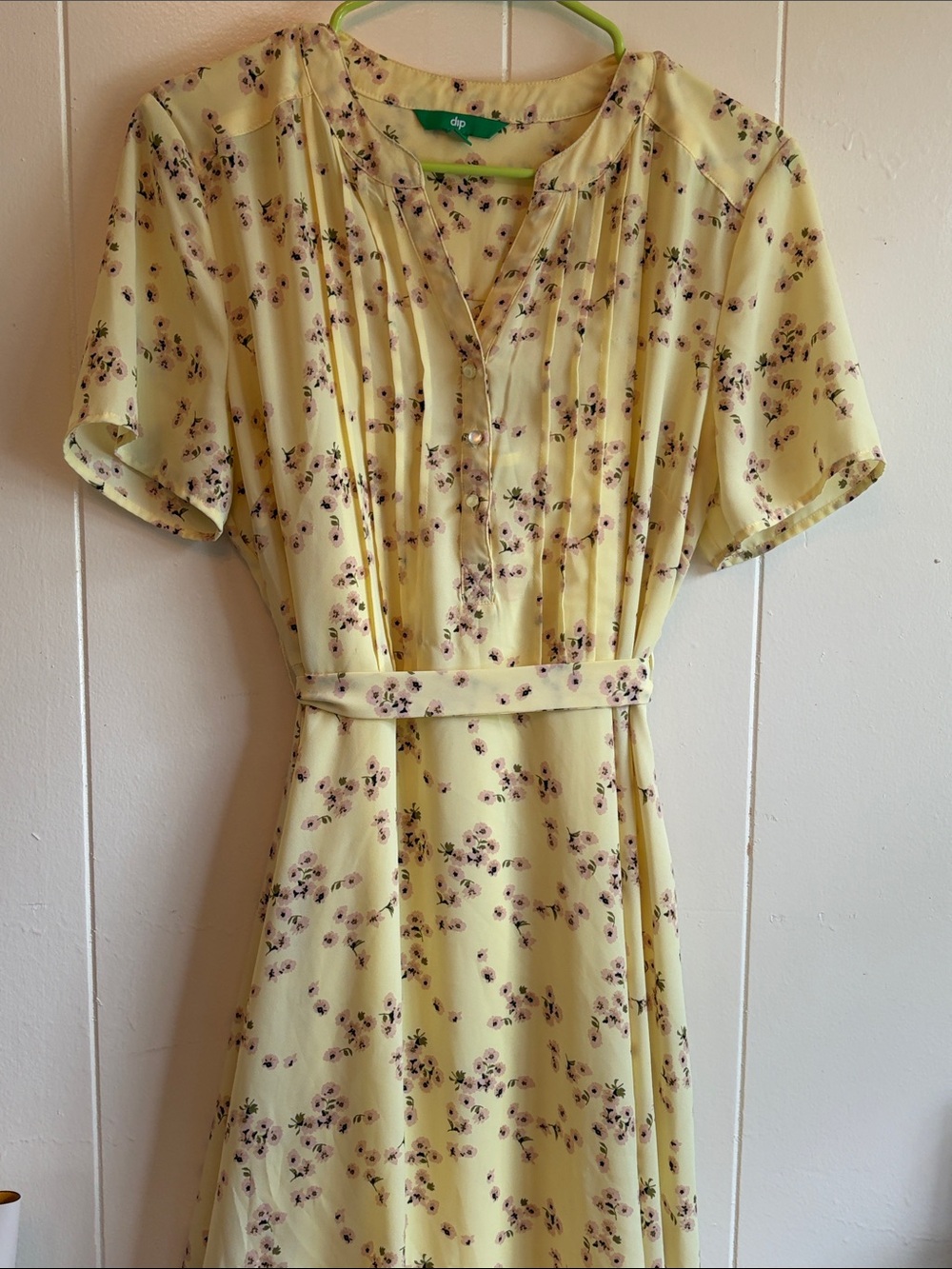 Butter yellow silky midi dress